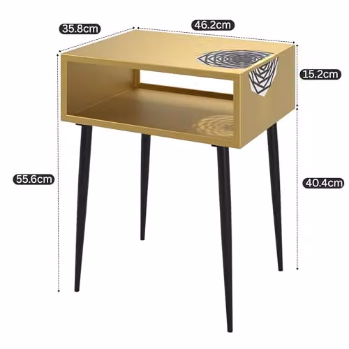 Core Products Galaxy Gold and Black Metal Bedside Table with Geometric Top – 2