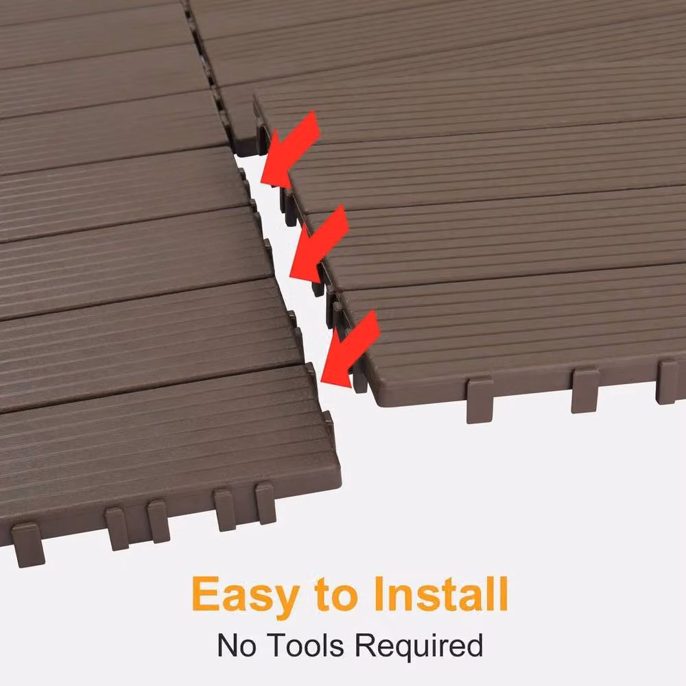 PAWNORA 27 Pack Plastic Floor Deck Tiles Pavers in Brown – 3