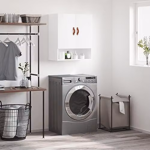 vidaXL Modern Wall Mounted Cabinet in White MDF, W/D/H: 60 x 31 x 70 cm – 2