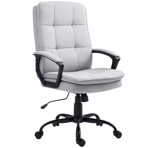 HOMCOM Grey Fabric Executive Office Chair with Armrests and 360 Degree Swivel, W/D/H: 70 x 70 x 120 cm – 1