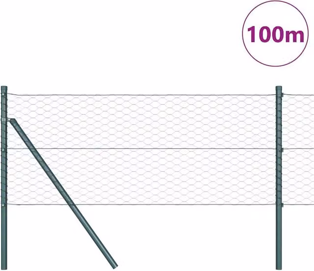 Berkfield Home Hexagon Steel Fence in Dark Green and Grey, W: 0.6 m, L: 100 m – 1