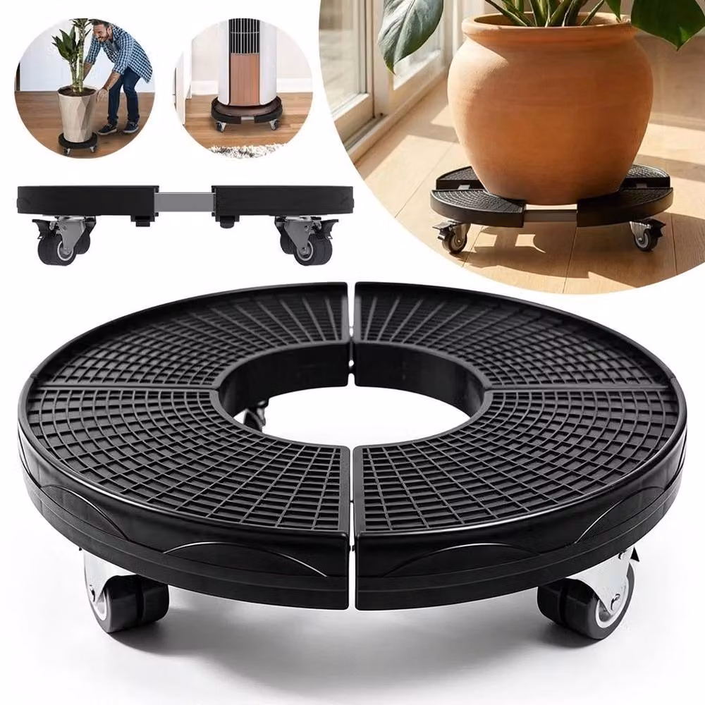 EONLION Black Indoor Patio Flower Pot Plant Stand Tray Holder – 4