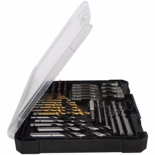 MYLEK 50 Piece HSS Drill Bit and Screwdriver Accessory Set with Storage Case in Black and White – 5