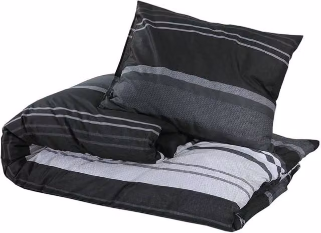 Berkfield Home Elegant Striped Cotton Duvet Cover and Pillowcase Set in Black and White, W: 260 cm, D: 240 cm – 1