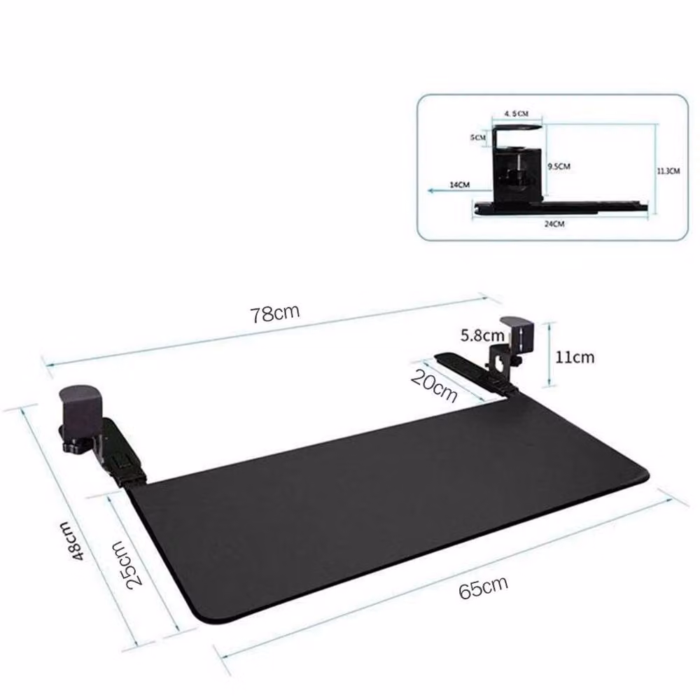 NESTLUNE Under Desk Comfort Keyboard Tray in Black, W: 100 cm, D: 25 cm – 2