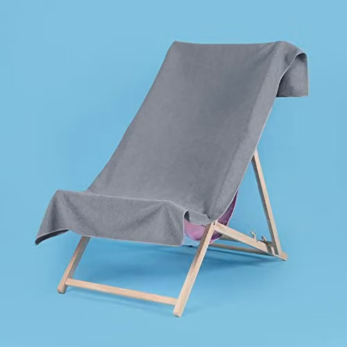 OHS Plain Microfibre Quick Dry Beach Towel in Grey/Anthracite, W/H: 71 x 152 cm – 2