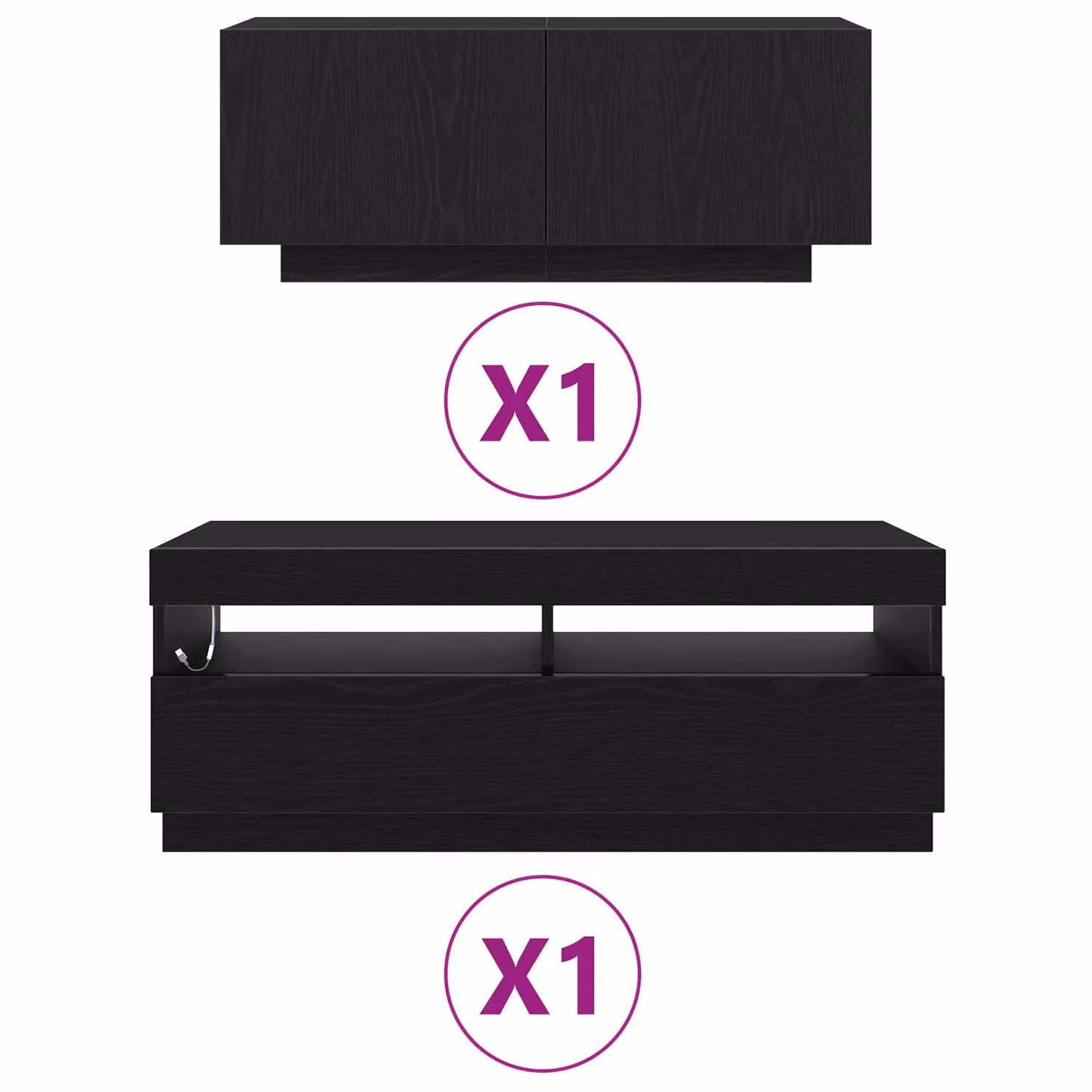 Berkfield Home Modern TV Cabinet with LED Lights in Black Oak, W/D/H: 200 x 40 x 40 cm – 5