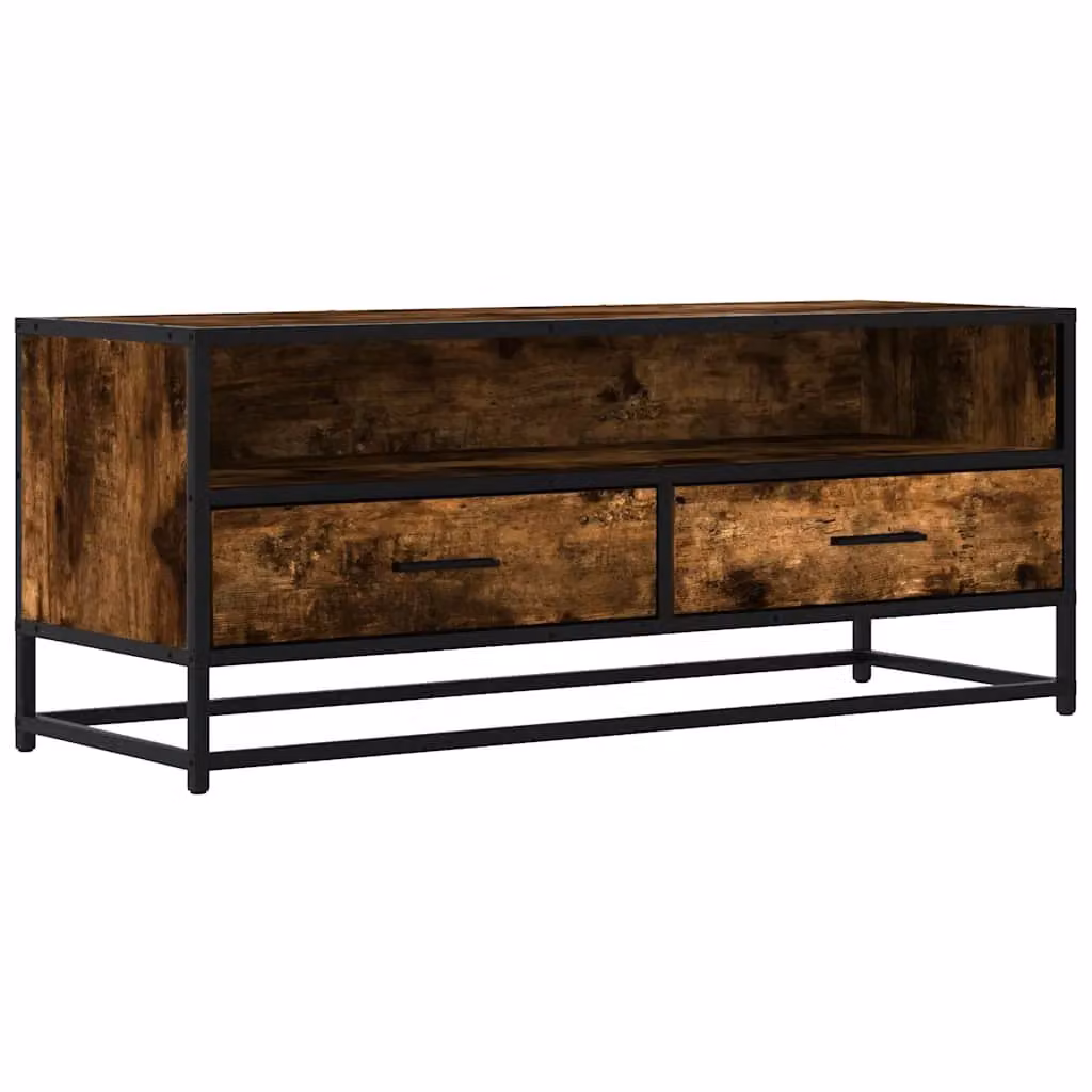 Berkfield Home Industrial TV Cabinet in Smoked Oak and Brown, W/D/H: 100 x 34.5 x 40 cm – 2
