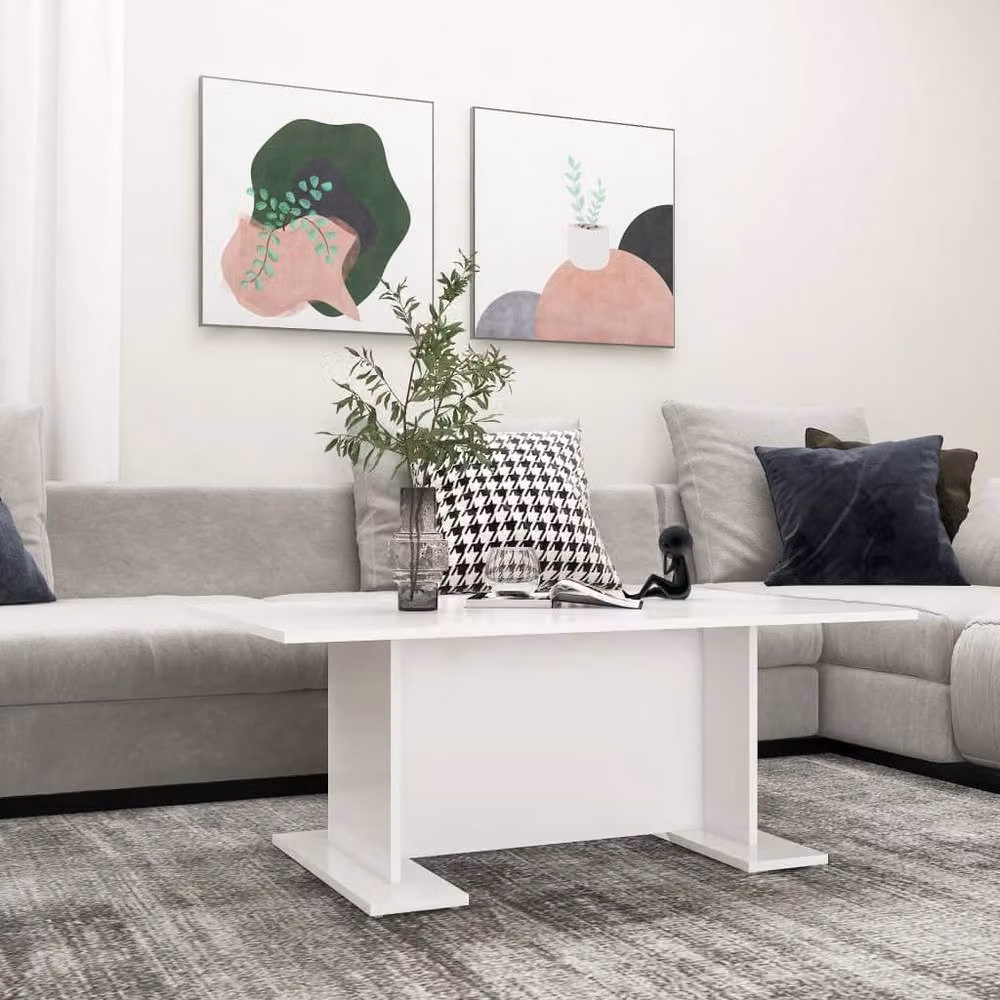 Berkfield Home Modern White Rectangular Coffee Table, W: 103.5 cm, D: 60 cm, H: 40 cm – 1