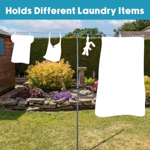 JVL Rotary Clothes Pole Post with 30m Washing Line and Ground Spike, Petrol Grey – 3