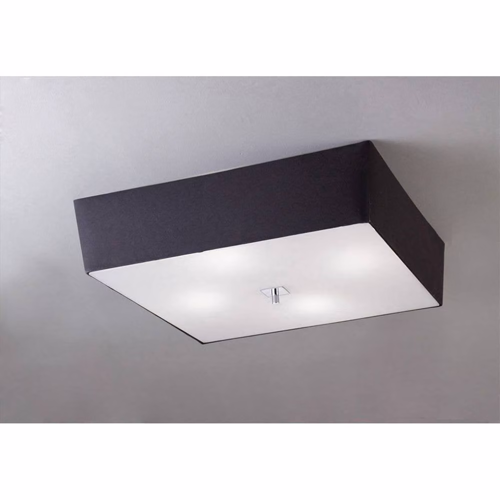 Netlighting Akira Square Flush Ceiling Light with 4 Black Glass Shades and Chrome Metal Finish – 2