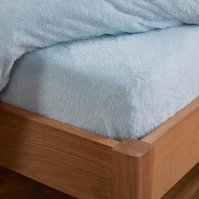 Brentfords Teddy Fleece Thermal Fitted Bed Sheet in Blue, W/D/H: 180 x 200 cm – 1