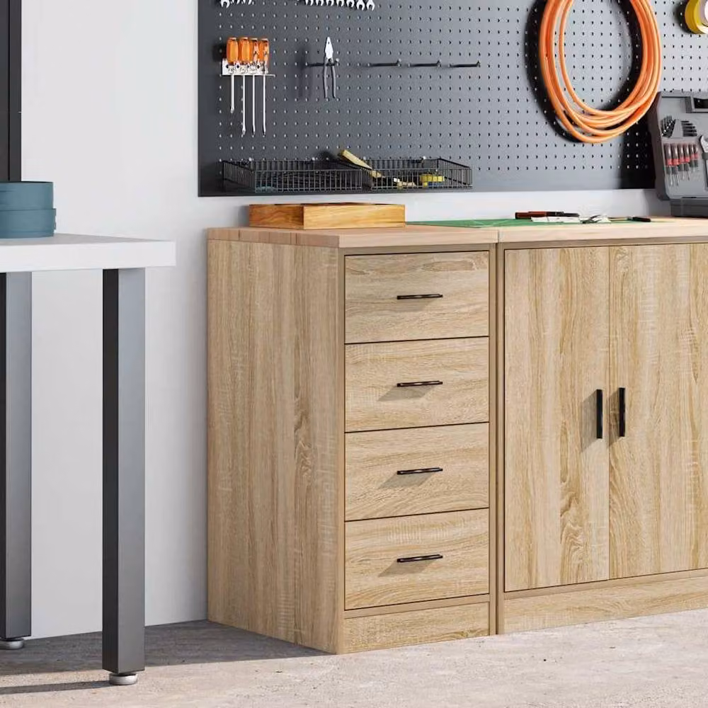 Berkfield Home Durable Garage Storage Cabinet in Sonoma Oak, Light Tan, W/D/H: 40 x 51 x 85 cm – 1