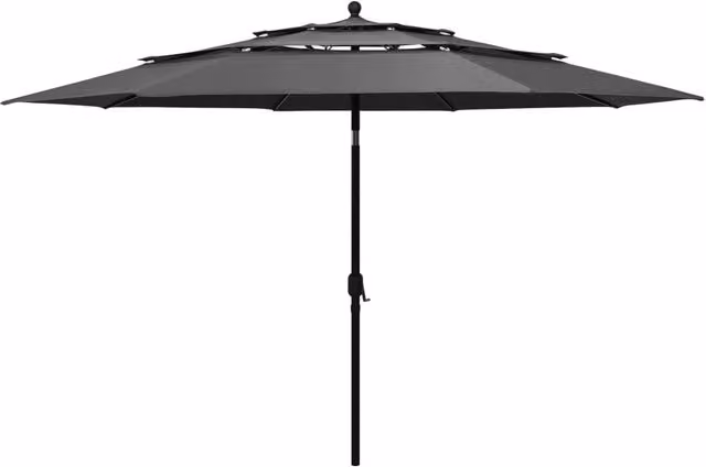 Berkfield Home 3-Tier Parasol with Aluminium Pole in Anthracite Black, 3.5 m