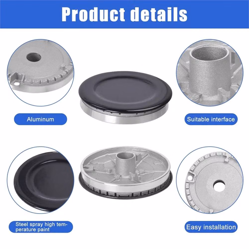 VOGREX 4-Piece Black Cooker Oven Hob Burner Caps Kit – 4