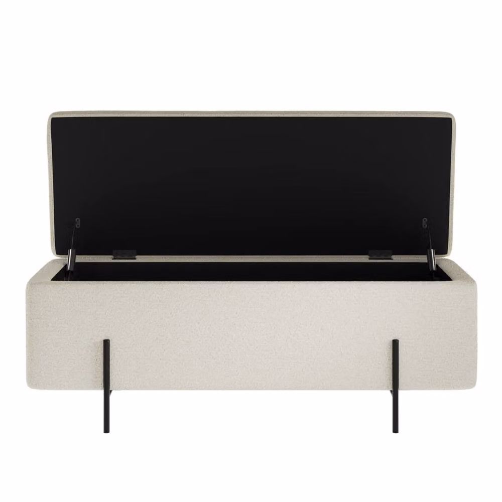 Wyld Haus Elowen Rectangle Storage Ottoman Bench in Ivory Bouclé – 3