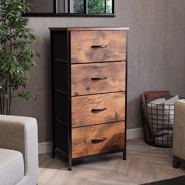Vida Designs Industrial Brown Wood and Metal Bedroom Chest of Drawers