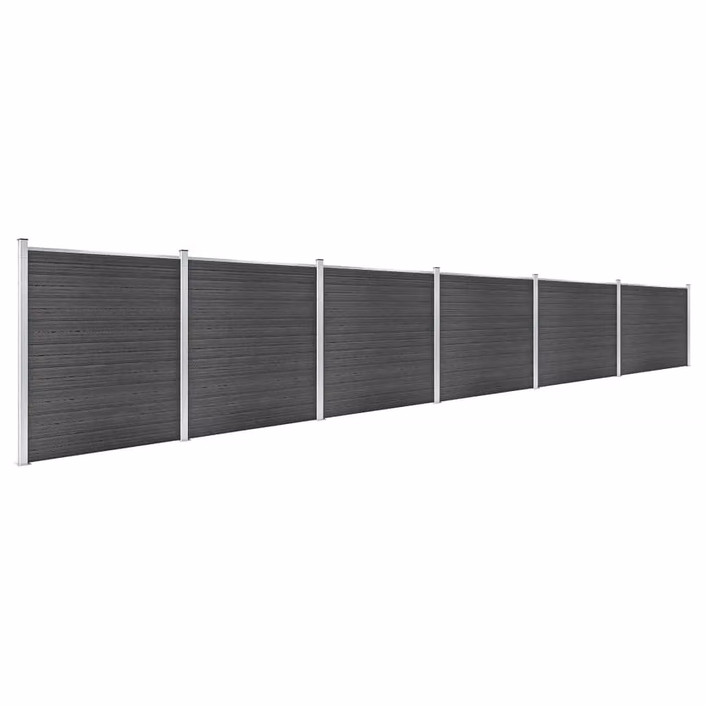Berkfield Home WPC Fence Panel Set, Black, W: 1045 cm, H: 186 cm – 2