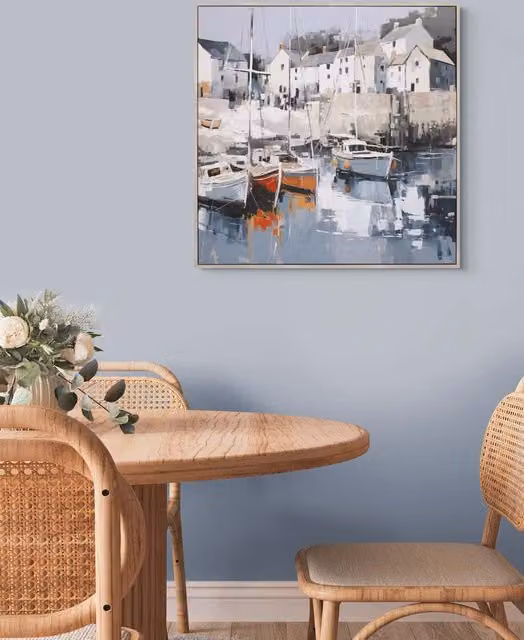 Gallery Direct Harbour Haven Square Framed Abstract Canvas Painting in Multicolour