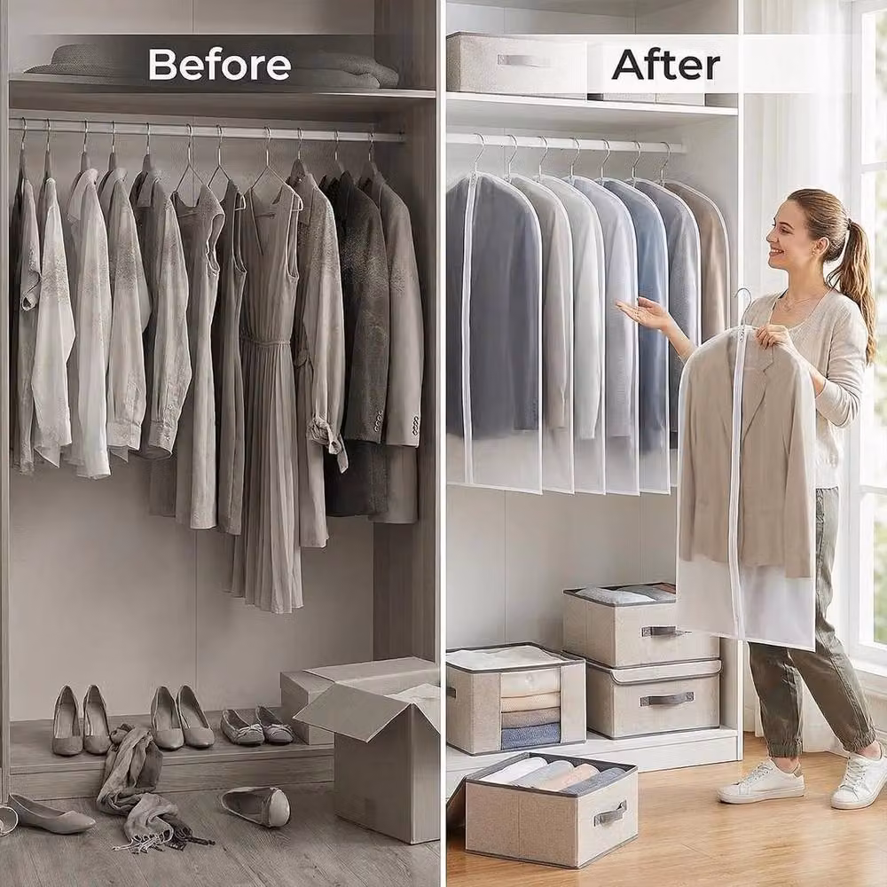 NESTLUNE 10-Piece Clear Zip-Up Hanging Garment Bags for Dresses and Coats – 3