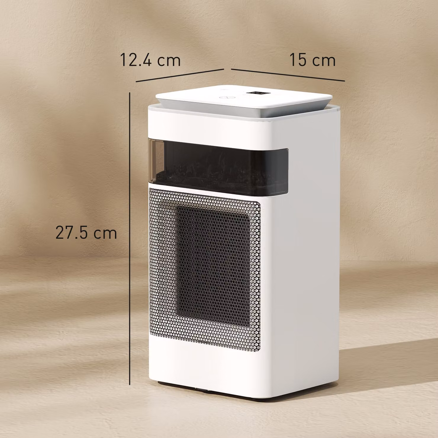 HOMCOM 1500W Ceramic Electric Fan Space Heater with Flame Effect and Oscillation, White – 3