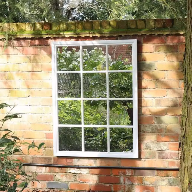Melody Maison Large White Window Wall Mirror, W: 130 cm, H: 95 cm