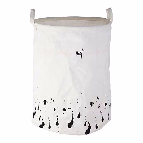 Orsina Speckled Fabric Laundry Basket with Handles, Black or White, W/D/H: 38.0 x 48.0 x 69.0 cm