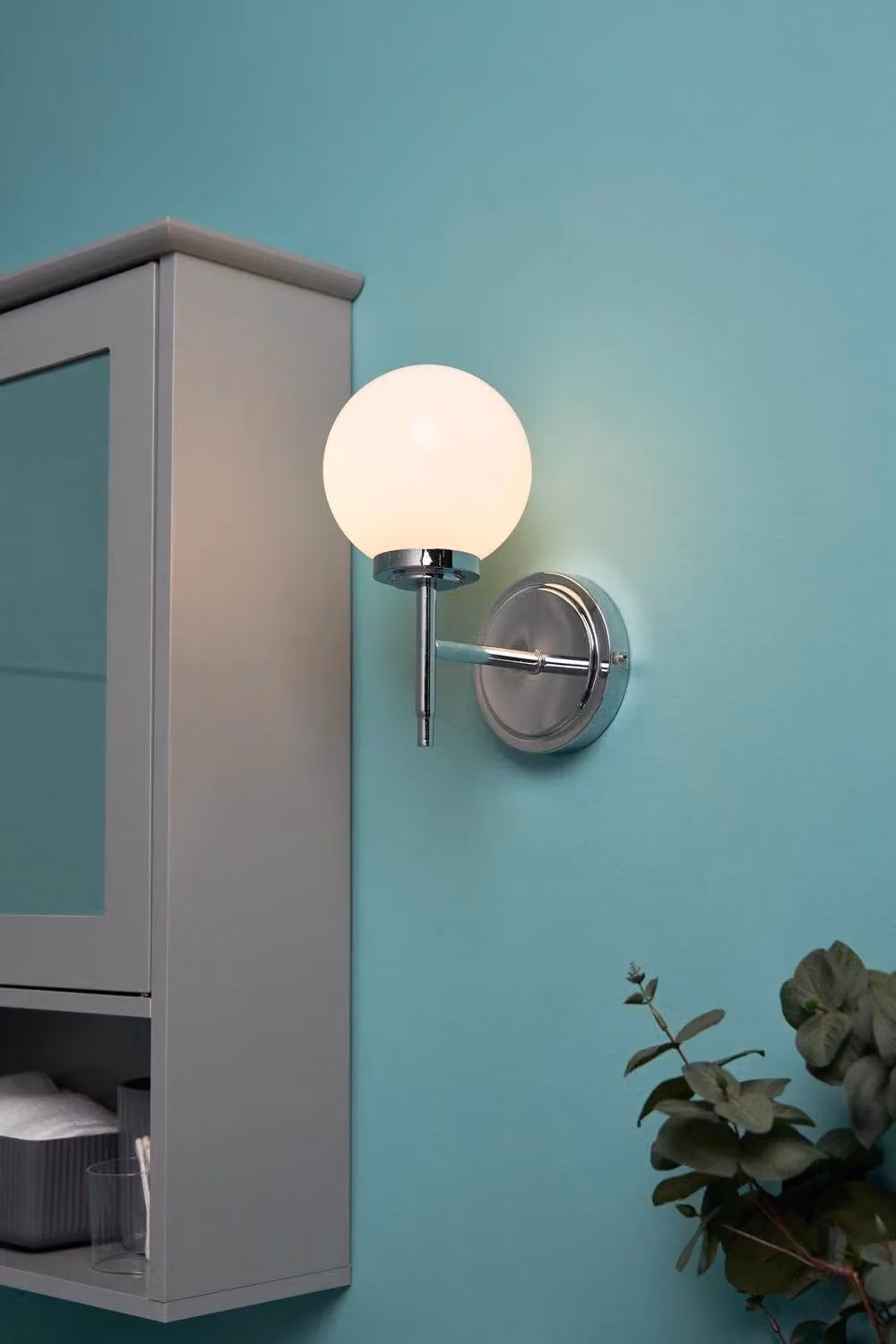 BHS Lighting Douro Modern Chrome and Glass Sphere Wall Light in Silver – 2