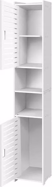 FORGEVIO Waterproof Tall Bathroom Cabinet in White, H 116 x W 20 x D 20 cm