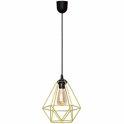 Netlighting Karo Wire Frame Pendant Ceiling Light in Black and Yellow, Diameter: 24 cm