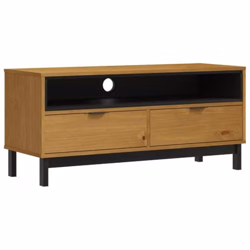 vidaXL FLAM TV Cabinet in Brown Solid Pine Wood, W/D/H: 110 x 40 x 50 cm
