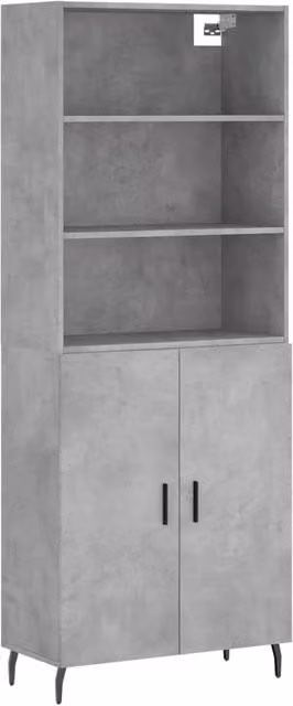 Berkfield Home Highboard in Concrete Grey, W/D/H: 69.5 x 34 x 180 cm