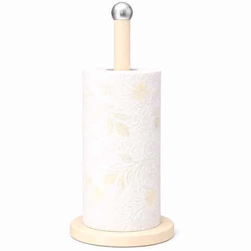 Innoteck Freestanding Stainless Steel Kitchen Paper Towel Holder with Non-Slip Base, Beige