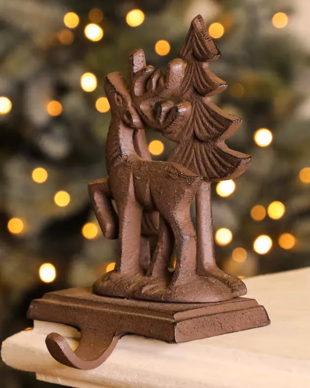 Dibor Pack of 2 Rustic Metal Christmas Stocking Holders in Brown – 3