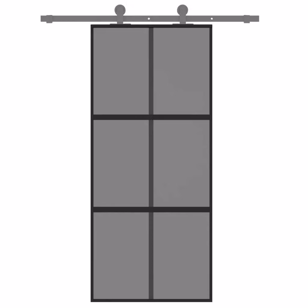 Berkfield Home Modern Sliding Door in Black with Transparent Tempered Glass and Aluminium, W: 90 cm, H: 205 cm – 2