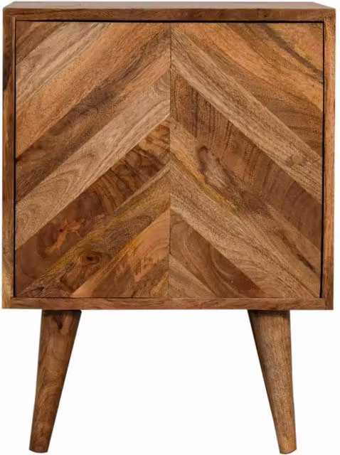KDMK Scandinavian Style Mango Wood Bedside Storage Cabinet with Door in Brown