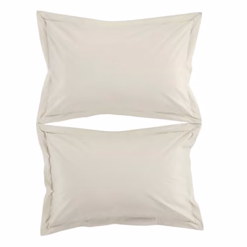 Christy Organic Cotton Percale Oxford Pillowcases, Set of 2, Beige, 50 x 75 cm