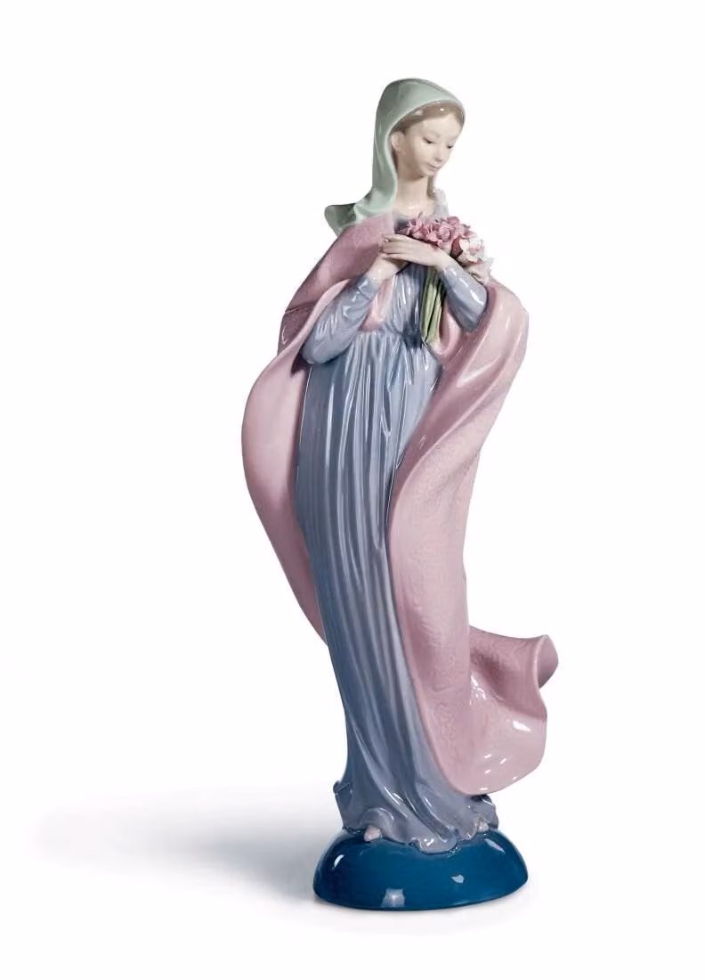 Lladró Our Lady with Flowers Multicolour Porcelain Figurine