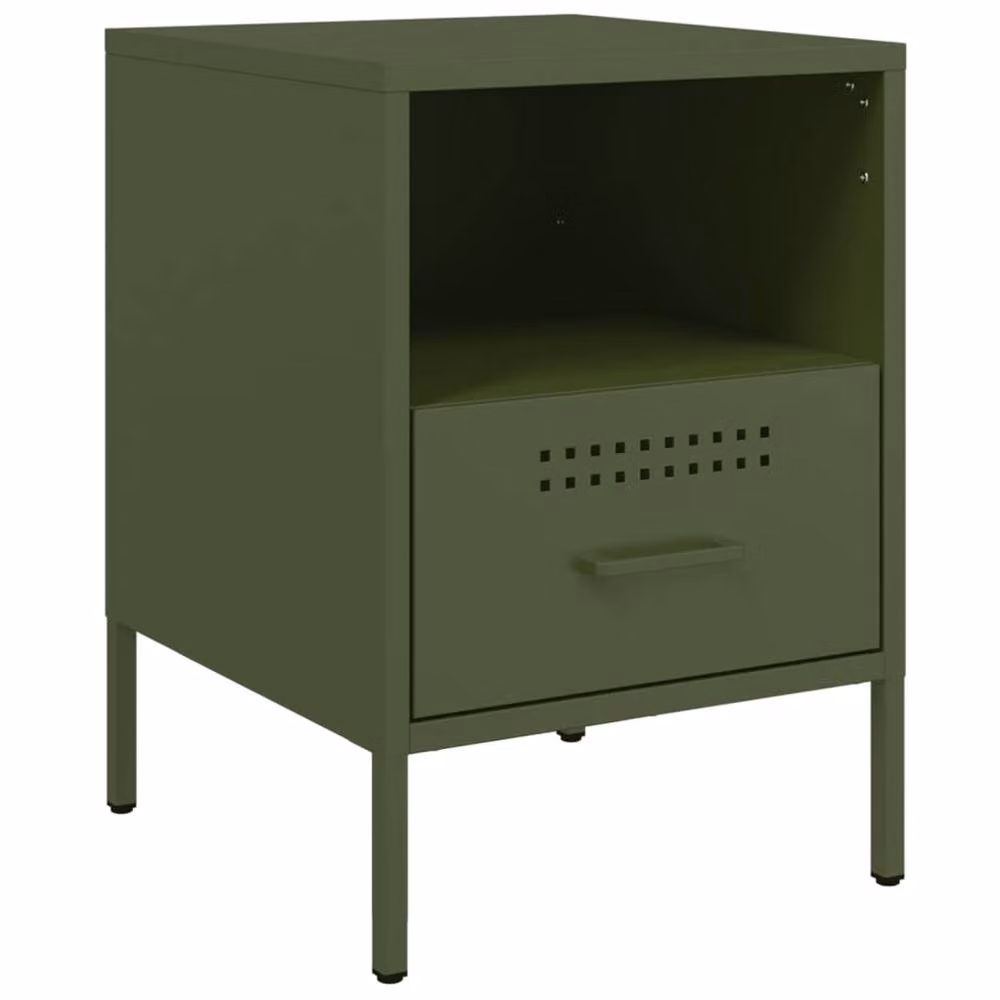 Berkfield Home Sturdy Bedside Cabinets, 2 Piece, Olive Green, W/D/H: 36 x 39 x 50.5 cm – 4