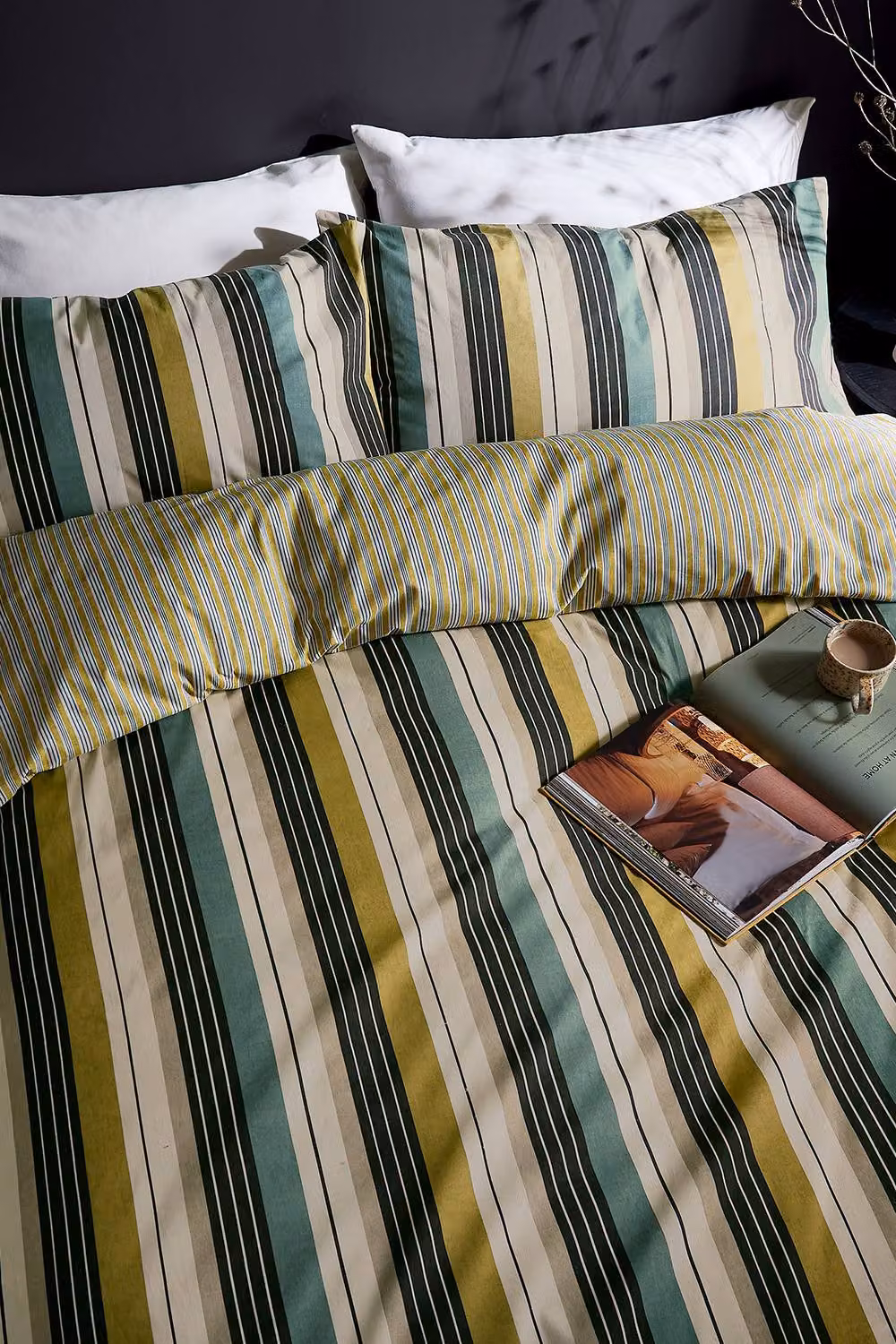 Helena Springfield Ari Stripe Reversible Cotton Duvet Cover and Pillowcase Set, Multicolour, W: 180 cm, H: 200 cm – 4