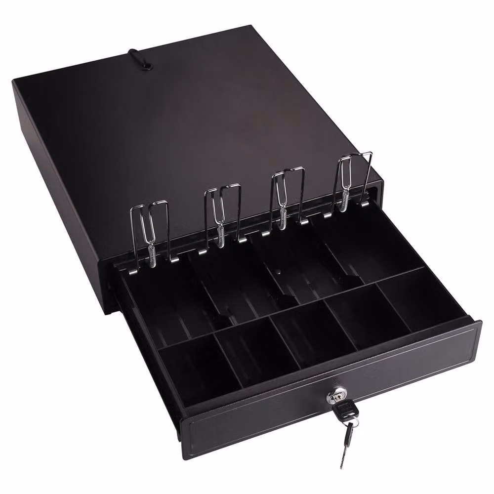 SPETLEK POS Cash Drawer Register with Removable Cash Tray, Black, W/D/H: 38.0 x 33.5 x 8.0 cm – 4