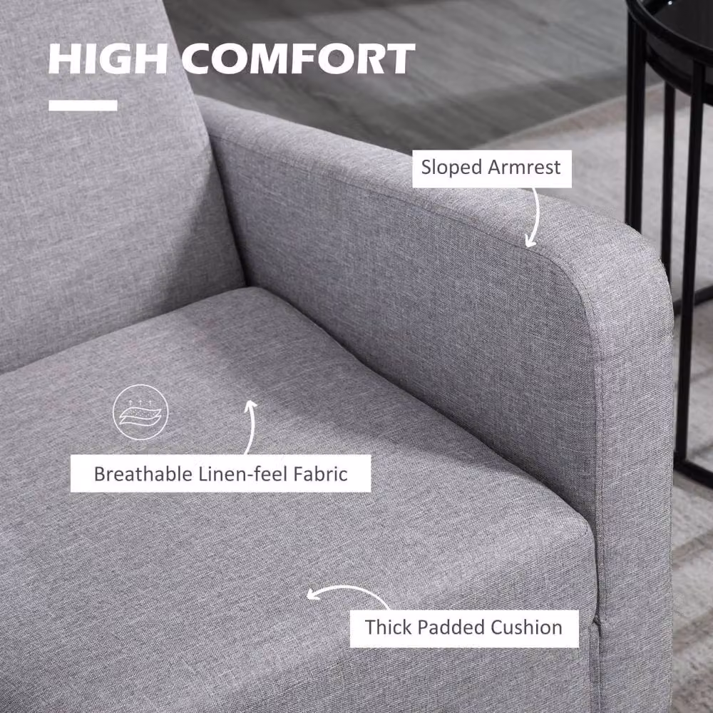 Wyld Haus Nimi Set of 2 Modern Grey Fabric Accent Armchairs with Black Legs and Solid Wood Frame – 4