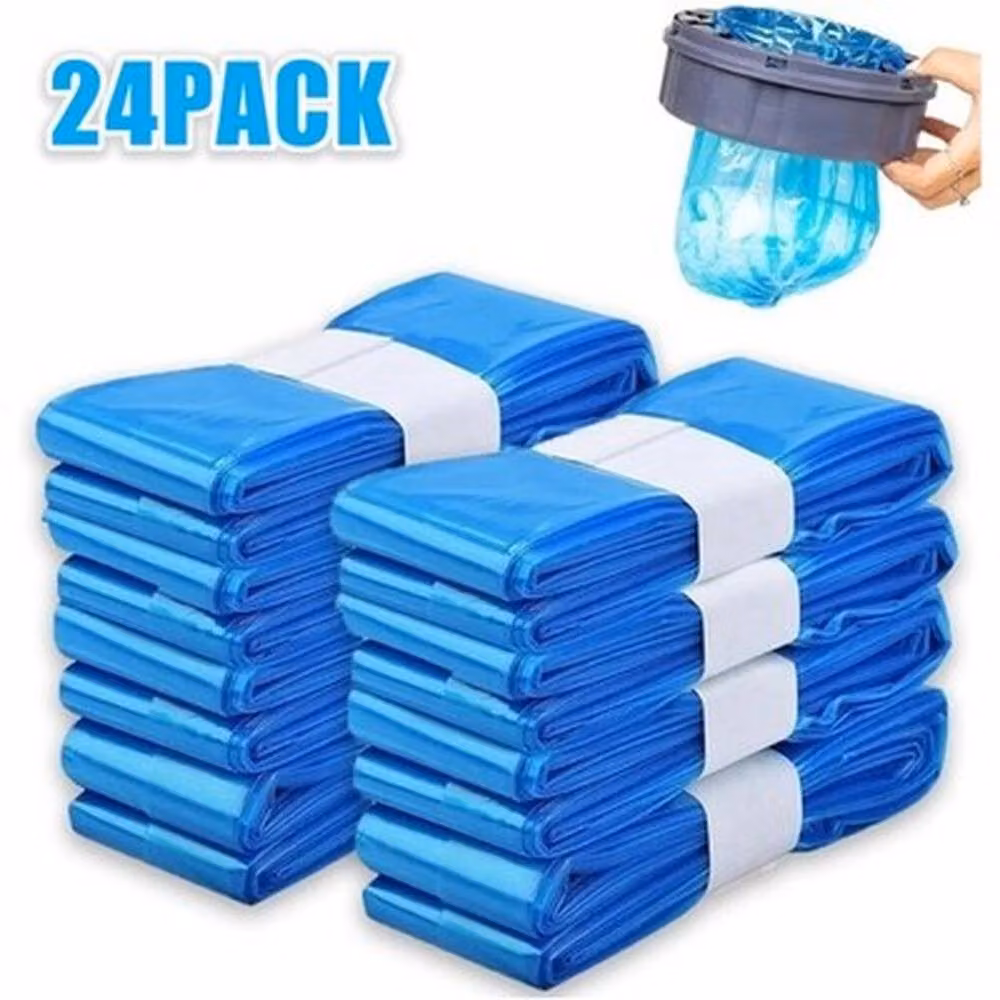 KORVIXA 24 Pack Blue Nappy Bin Refill Bags, W: 26 cm, D: 18 cm – 3