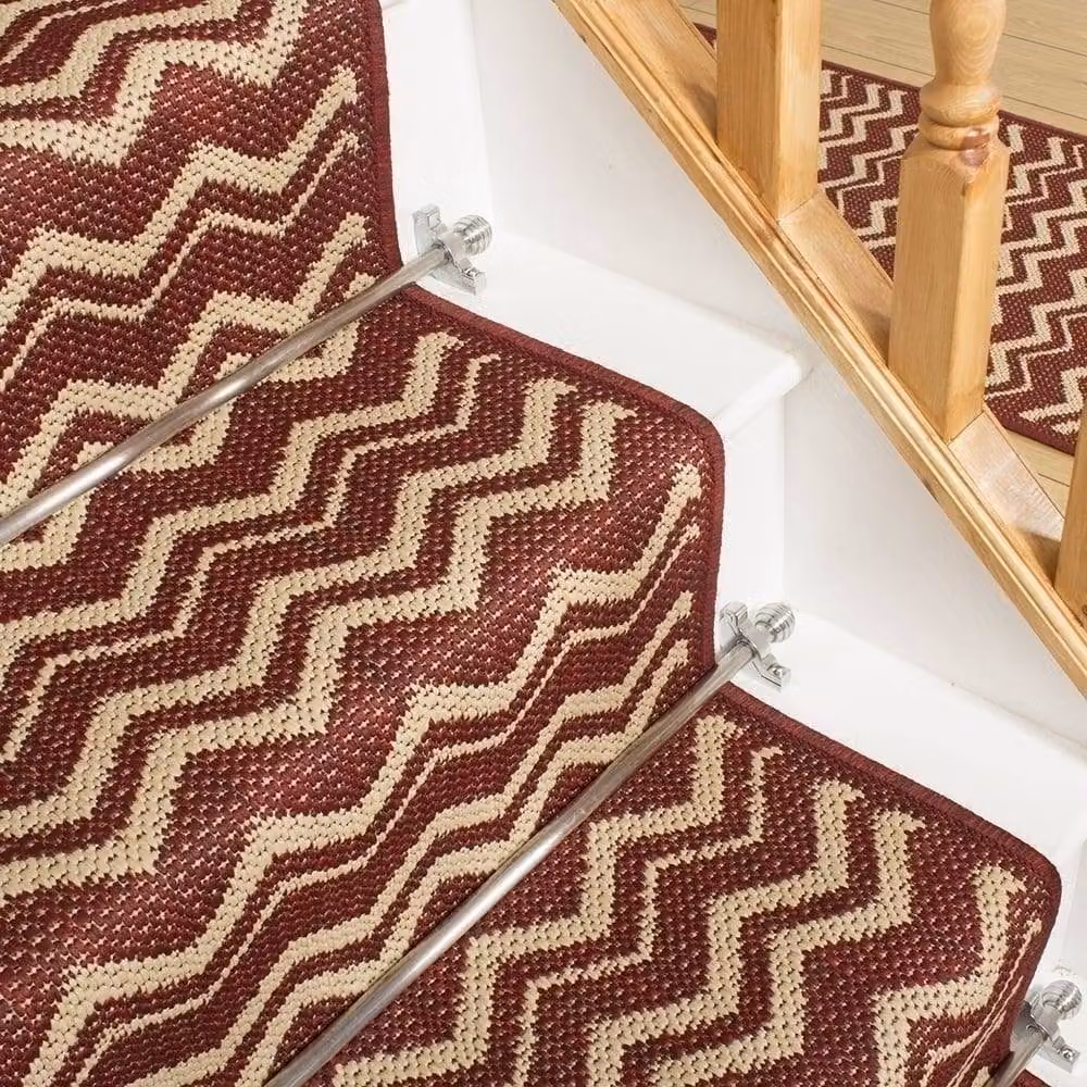 runrug Chevron Red Non-Slip Stair Runner Carpet, W: 66 cm, L: 510 cm – 3