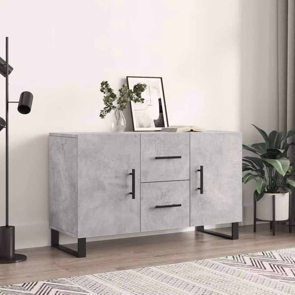 Berkfield Home Modern Sideboard in Concrete Grey, W/D/H: 100 x 36 x 60 cm – 2