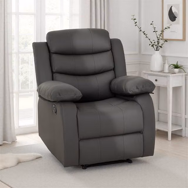 Seconique Roma Manual Lever Recliner Chair in Grey Synthetic Leather – 1