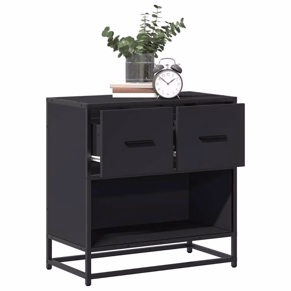 Berkfield Home Elegant Black Bedside Cabinet in Engineered Wood and Metal, W/D/H: 60 x 31 x 60 cm – 2
