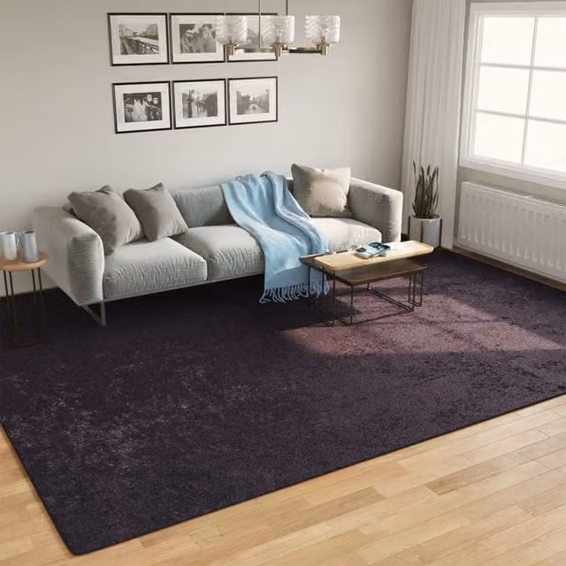 Berkfield Home Washable Anti Slip Round Rug in Anthracite and Black, Diameter: 100 cm – 1