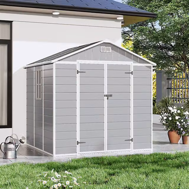 Breeins Grey Garden Storage Shed with Window and Vent and Apex Roof