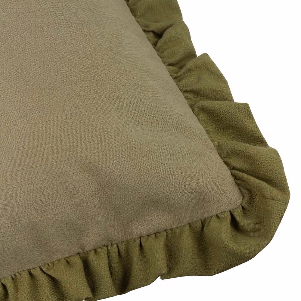 Wylder Effie Green Cotton Ruffle Square Cushion, 45 x 45 cm – 3